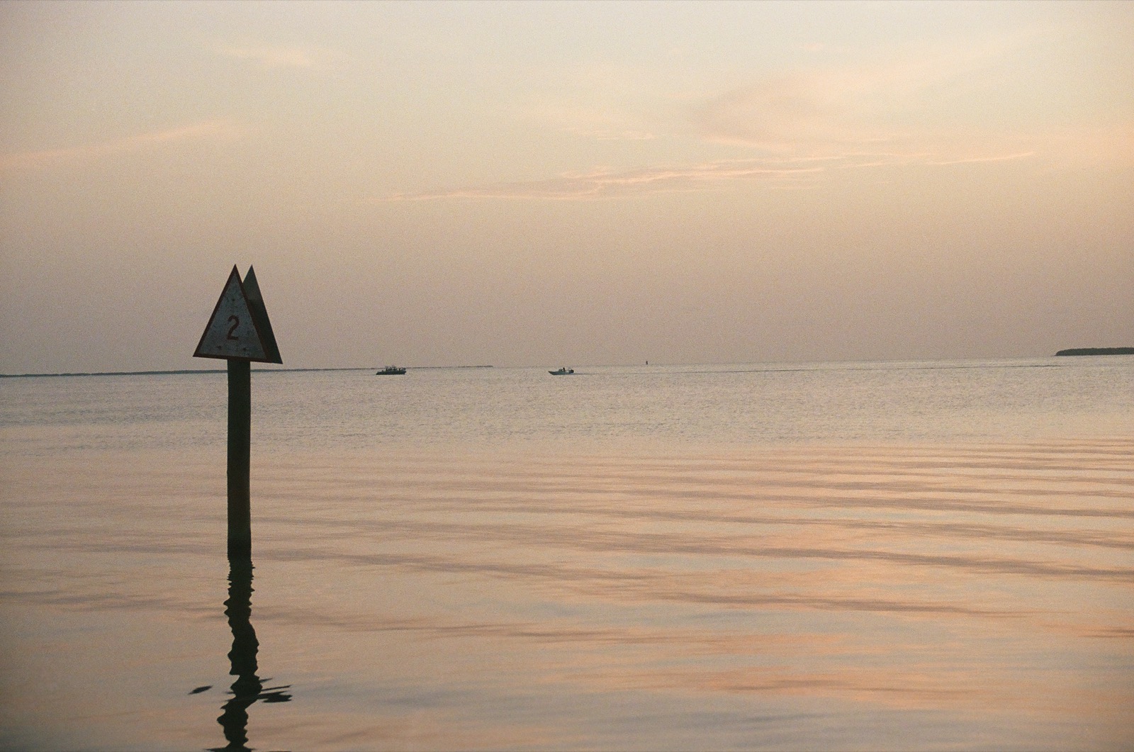Pale water at dusk