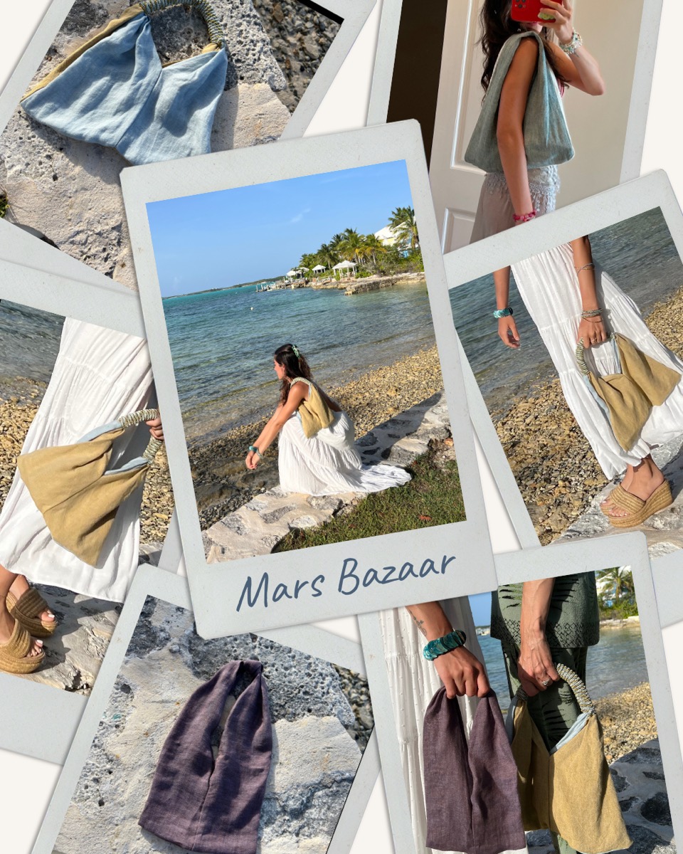 Mars Bazaar bags photographed on the coast