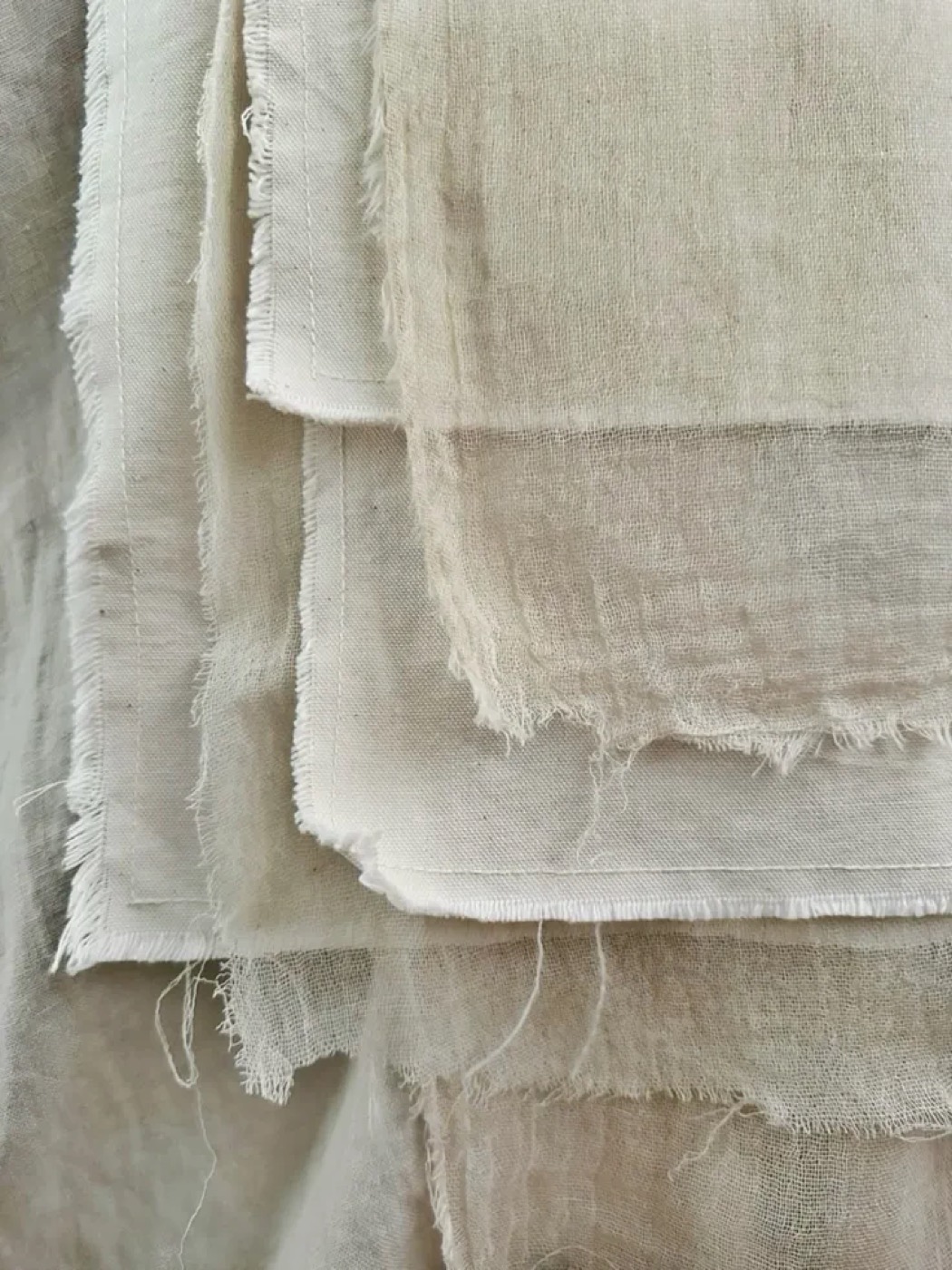 Stacked raw linen